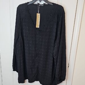 Bloomchic Black Textured Blouse Size 22 24 NWT